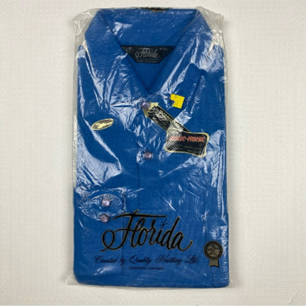 Vintage Florida Permastay Lisle Cotton Shirt Men’s Medium 15-15.5 Blue